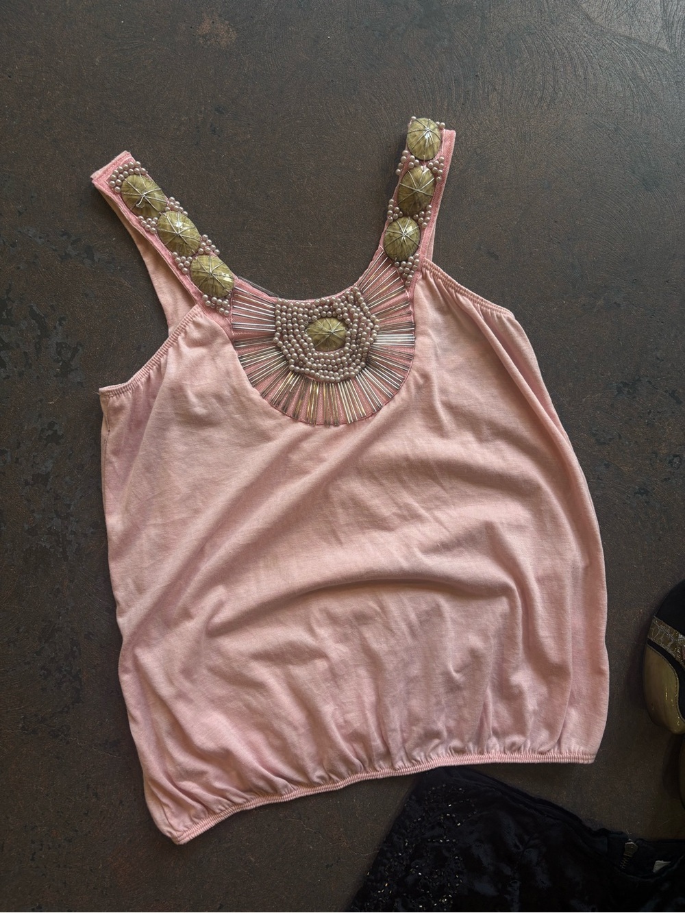 Embellished Pink Sleeveless Women’s Tank Top